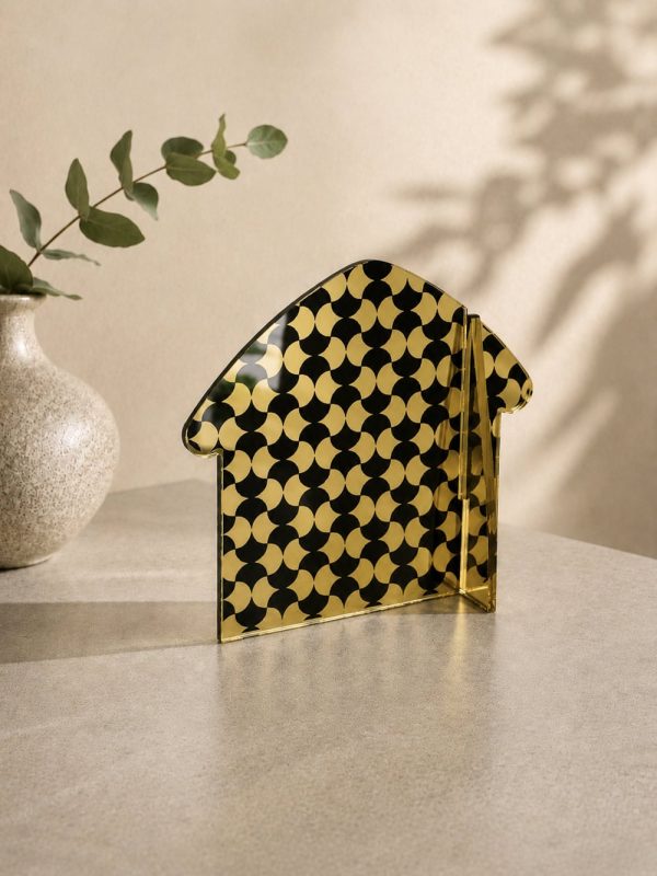 Γούρι BauLine Home Luna Aurum με χρυσό και μαύρο μοτίβο Luna με καθαρό περίγραμμα οικίας.