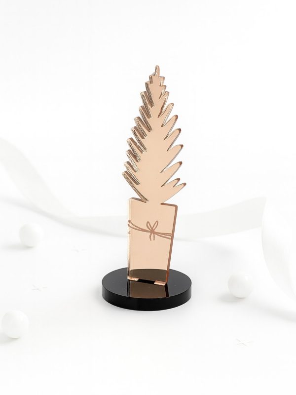 Γούρι Zen Needle Tree 02 με ροζ χρυσό δέντρο και βάση δώρου — ζεστή διακοσμητική λήψη