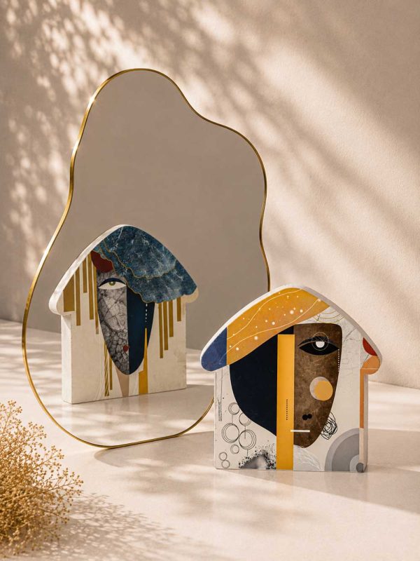 Σπίτι Art Echoes Neo Cubism Minimal με εκτύπωση δύο όψεων και βελούδινη αίσθηση.