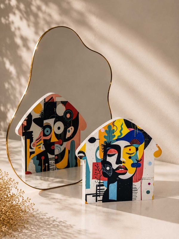 Σπίτι Art Echoes Neo Cubism Noir με εκτύπωση δύο όψεων και βελούδινη αίσθηση.