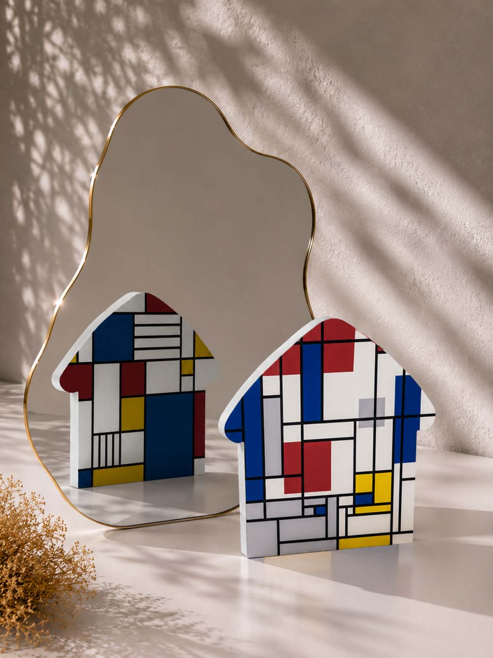 Σπίτι Art Echoes Mondrian με εκτύπωση δύο όψεων και βελούδινη αίσθηση.