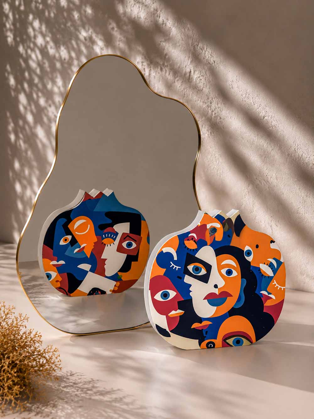 Ρόδι Art Echoes Neo Cubism Pop με εκτύπωση δύο όψεων και βελούδινη αίσθηση.