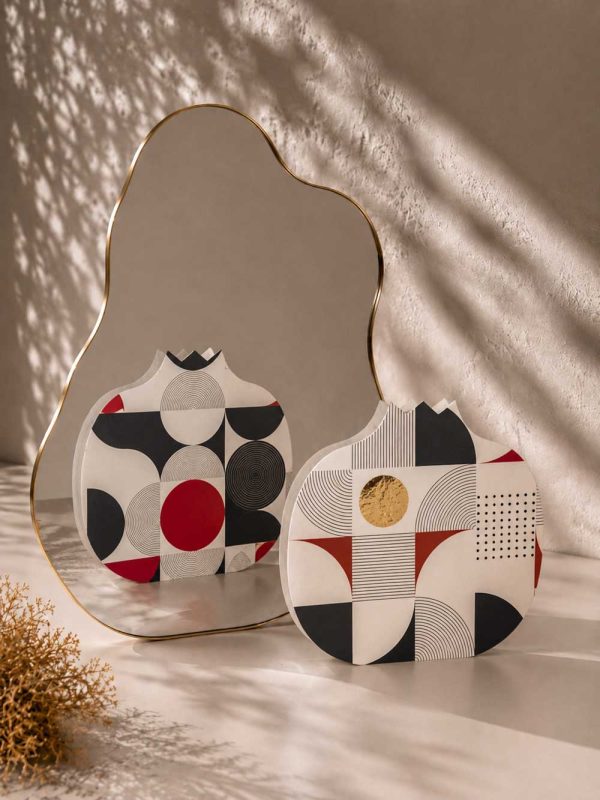 Ρόδι Art Echoes Bauhaus με εκτύπωση δύο όψεων και βελούδινη αίσθηση.