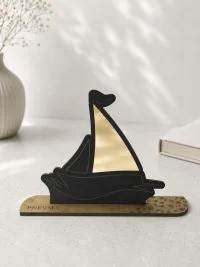 Γούρι Nobilis Nautica Καράβι Δάφνη Ι με χρυσή καθρεφτισμένη λεπτομέρεια